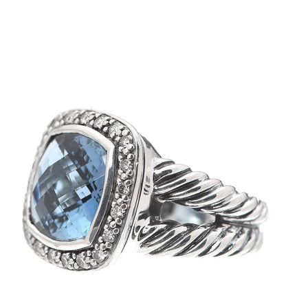 David Yurman Sterling Silver Diamond Blue Topaz 11mm Albion Ring 53 6.25 3 of 5