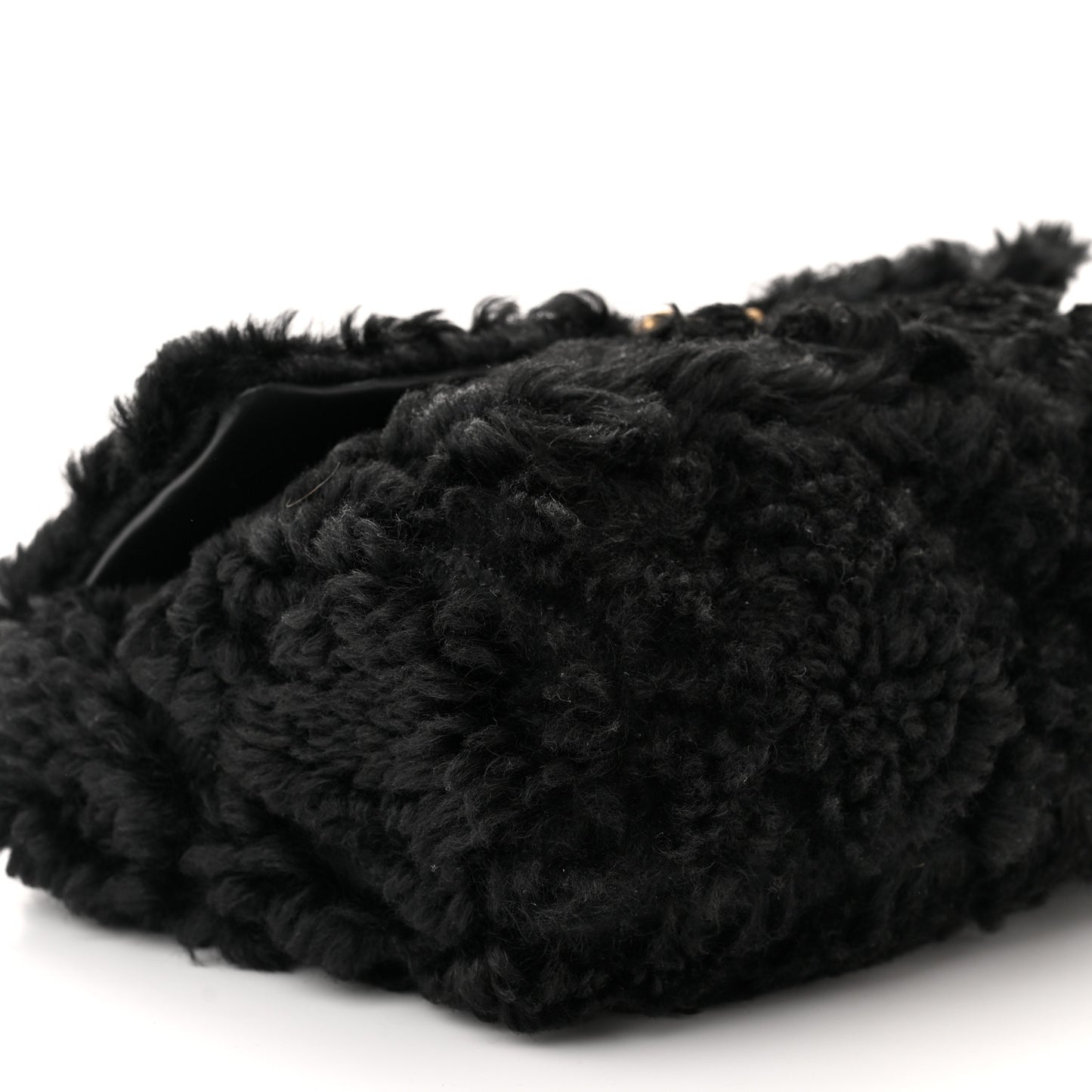 Shearling Sheepskin Large Chanel 19 Flap Black