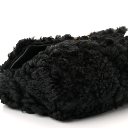 Chanel Shearling Sheepskin Large Chanel 19 Flap Black 9 of 10