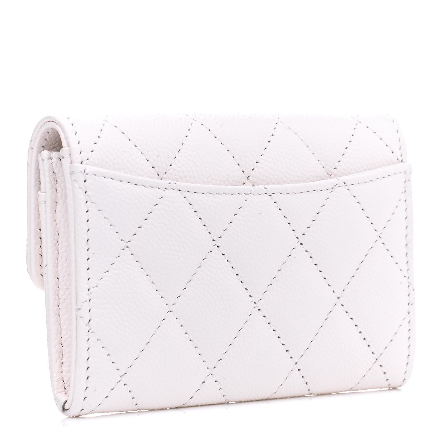 Chanel Caviar Quilted Flap Card Holder Wallet White 2 of 4