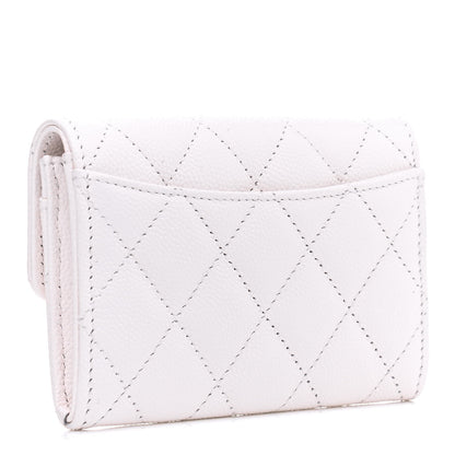 Chanel Caviar Quilted Flap Card Holder Wallet White 2 of 4