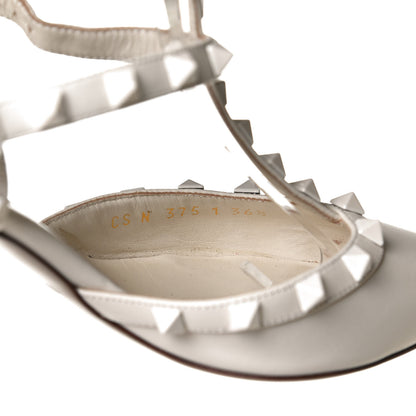Valentino Garavani Calfskin Lacquered Monochrome Rockstud Ankle Strap 65mm Pumps 36.5 Ivory 10 of 11