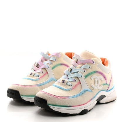 Chanel Wool Suede Calfskin CC Sneakers 36 Multicolor 3 of 9