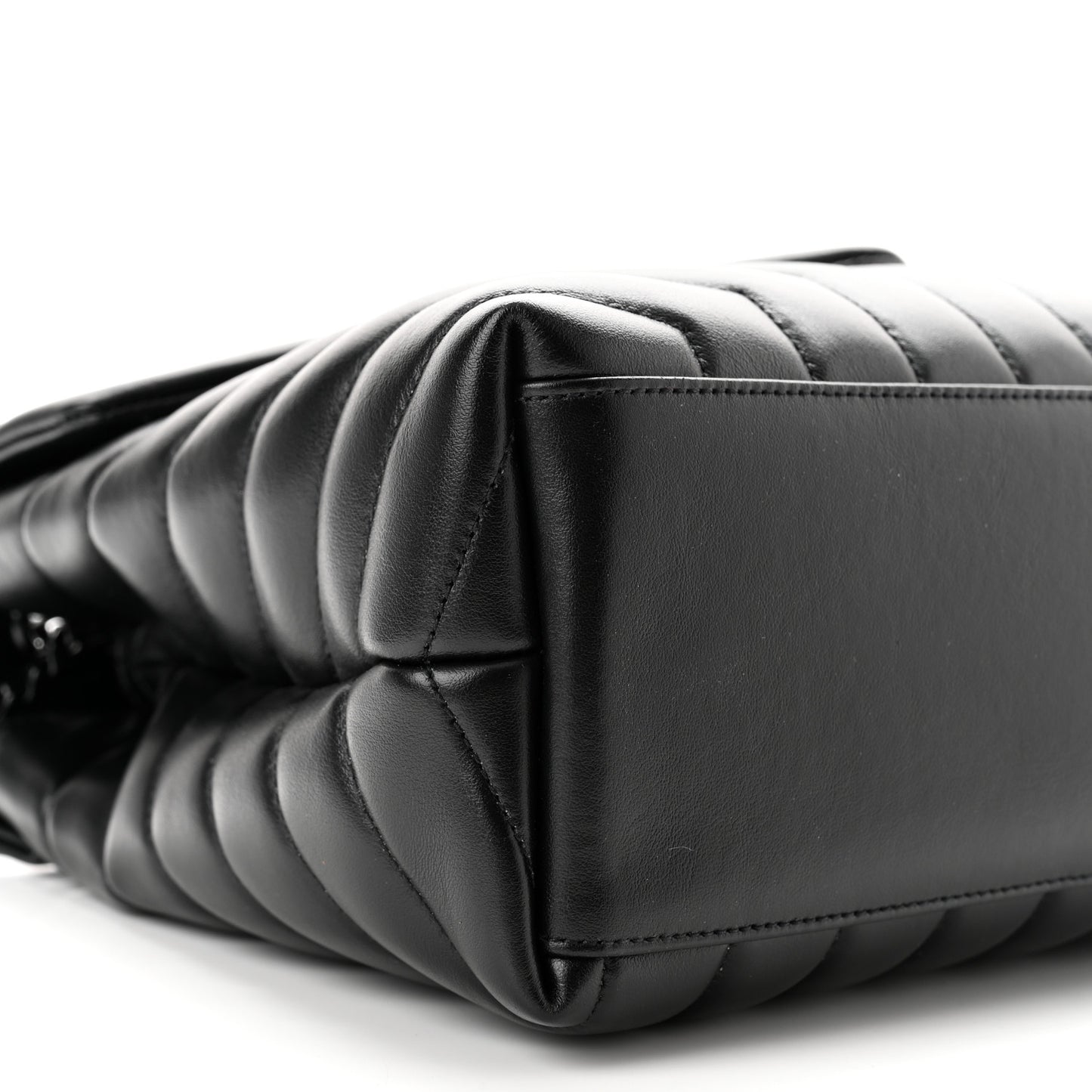Calfskin Y Quilted Monogram Monochrome Medium Loulou Chain Satchel Black