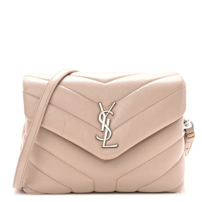 Saint Laurent Calfskin Y Quilted Monogram Toy Loulou Crossbody Bag Nude Powder 1 of 10