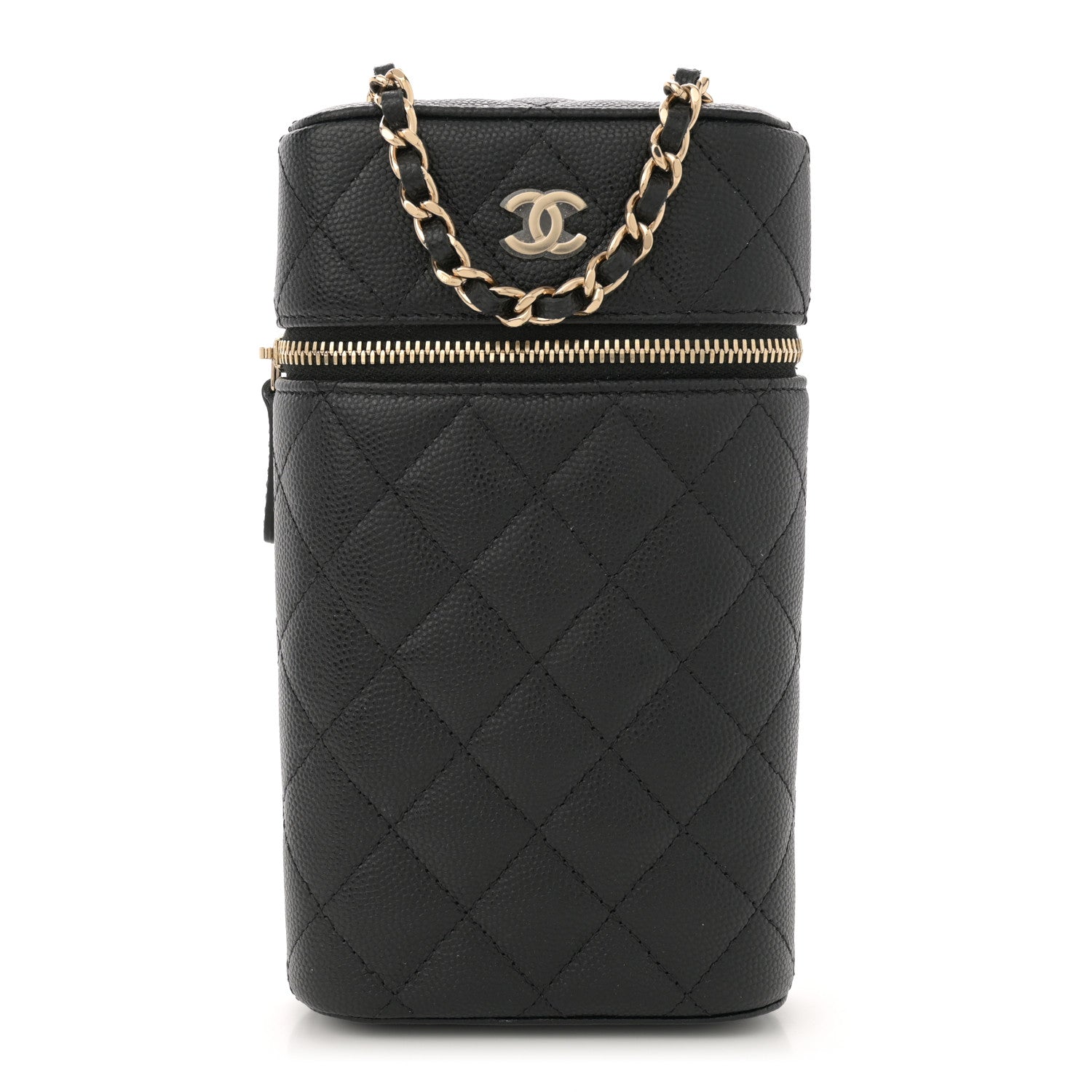 Chanel Caviar Quilted Phone Holder With Chain Black 1 of 11