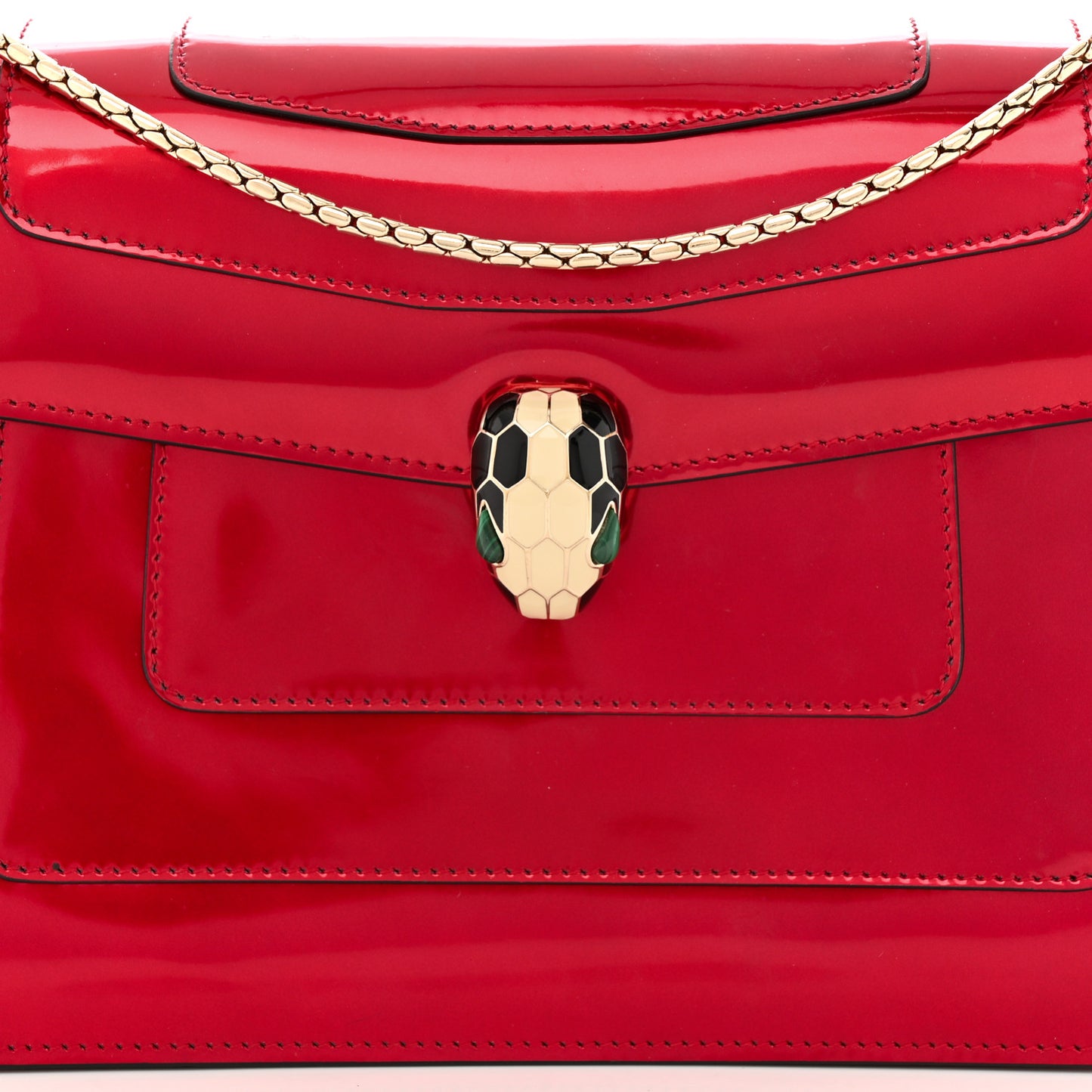 Metallic Calfskin Serpenti Forever Shoulder Bag Red