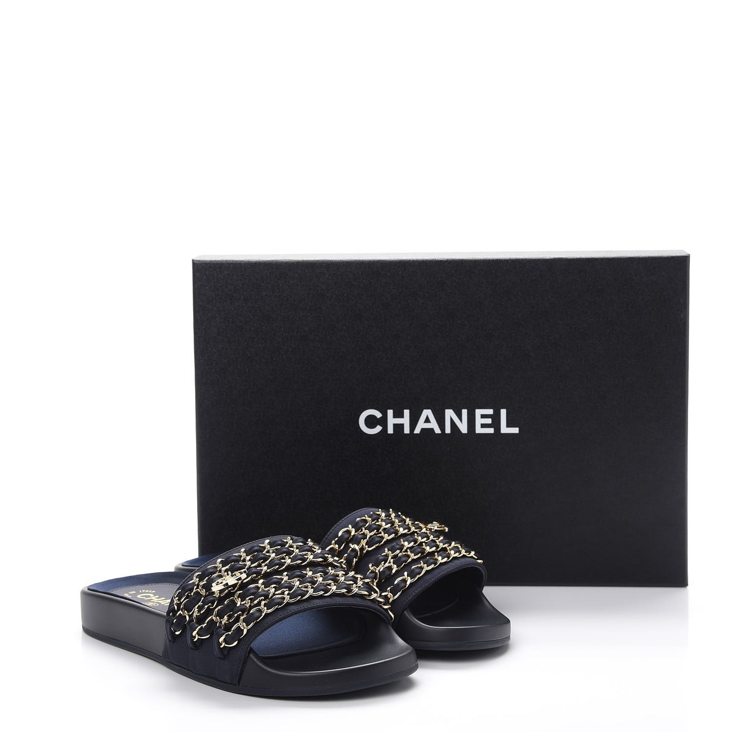 Nylon Chain Flat Sandals 36 Marine