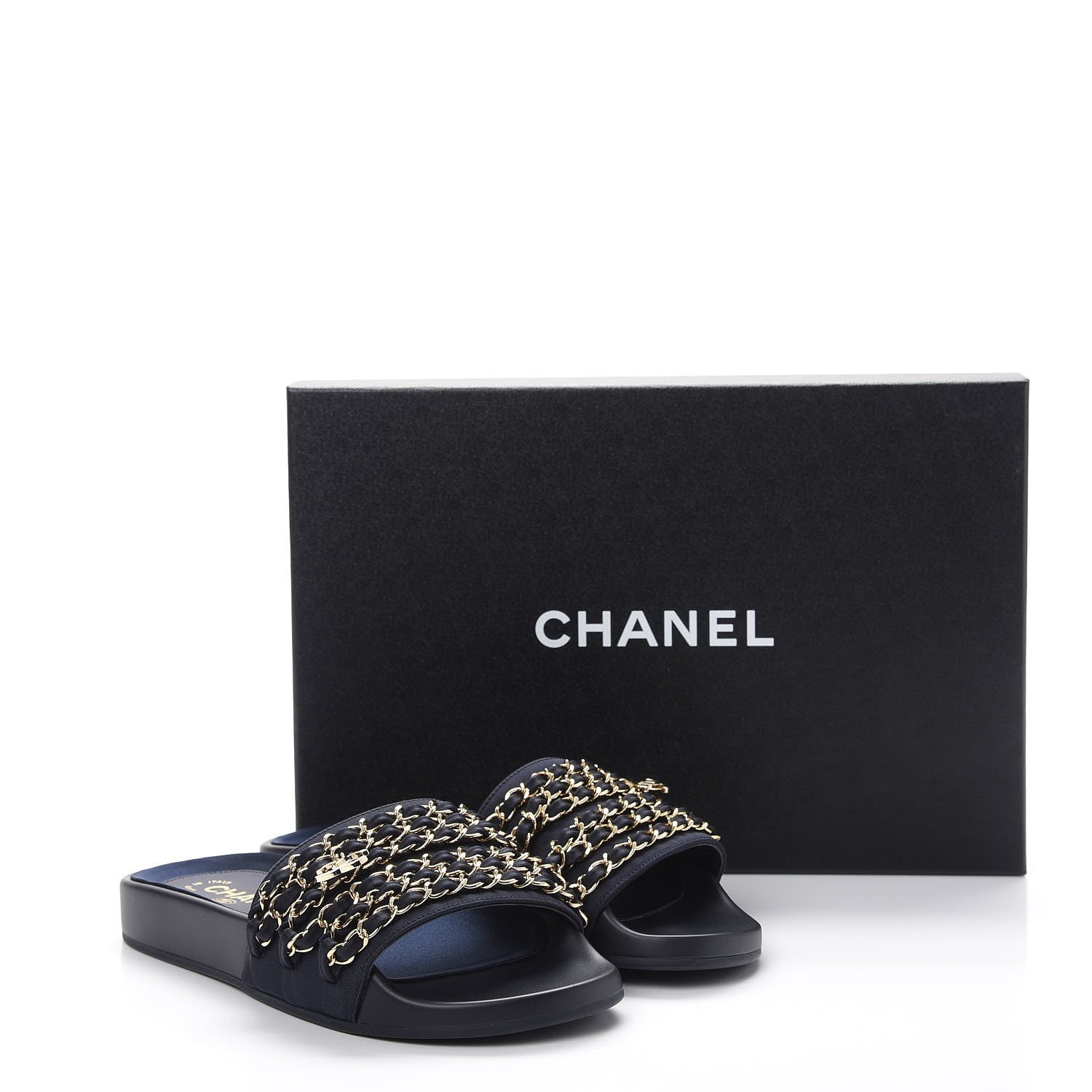 Chanel Nylon Chain Flat Sandals 36 Marine 10 of 10