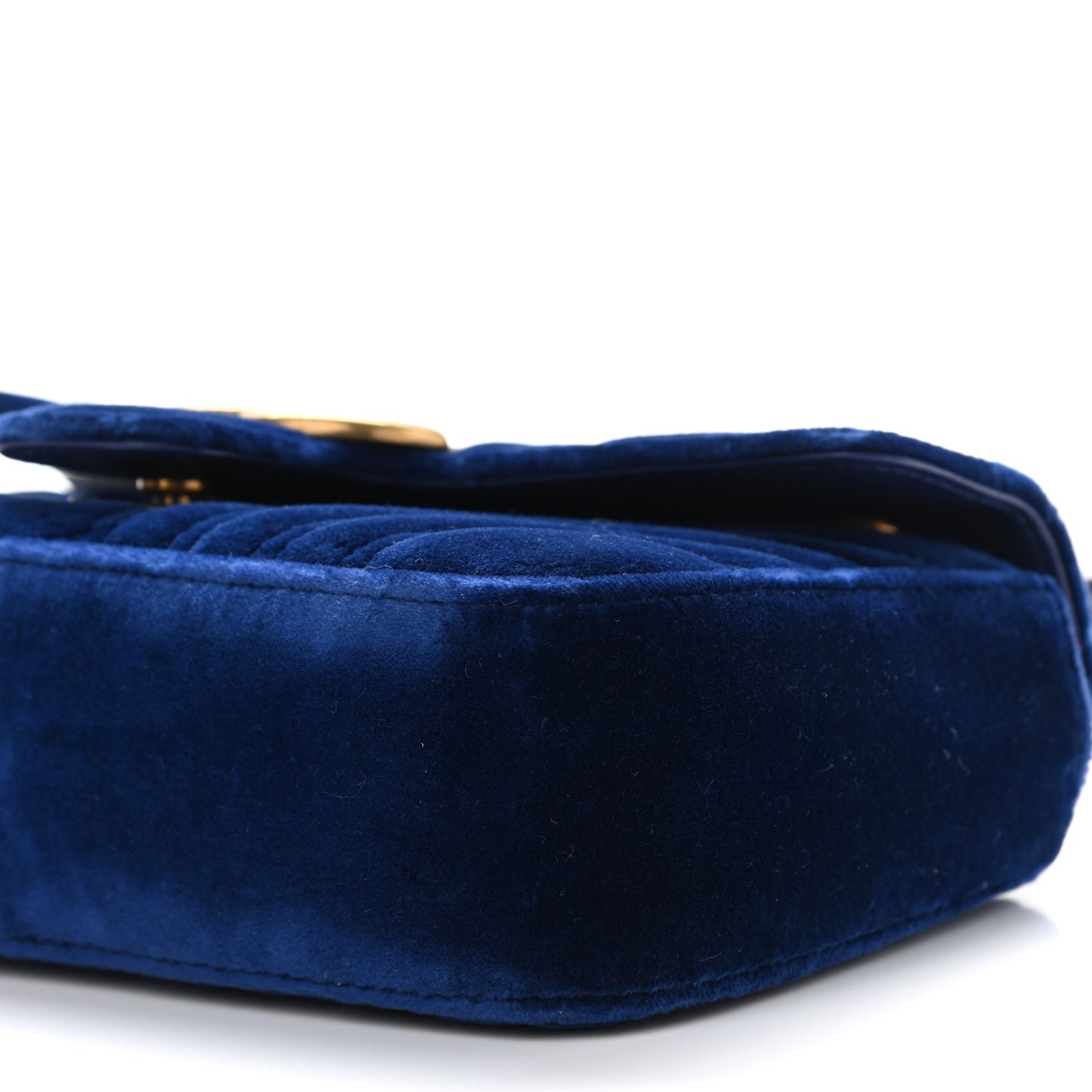 Velvet Matelasse Mini GG Marmont Shoulder Bag Cobalt Blue