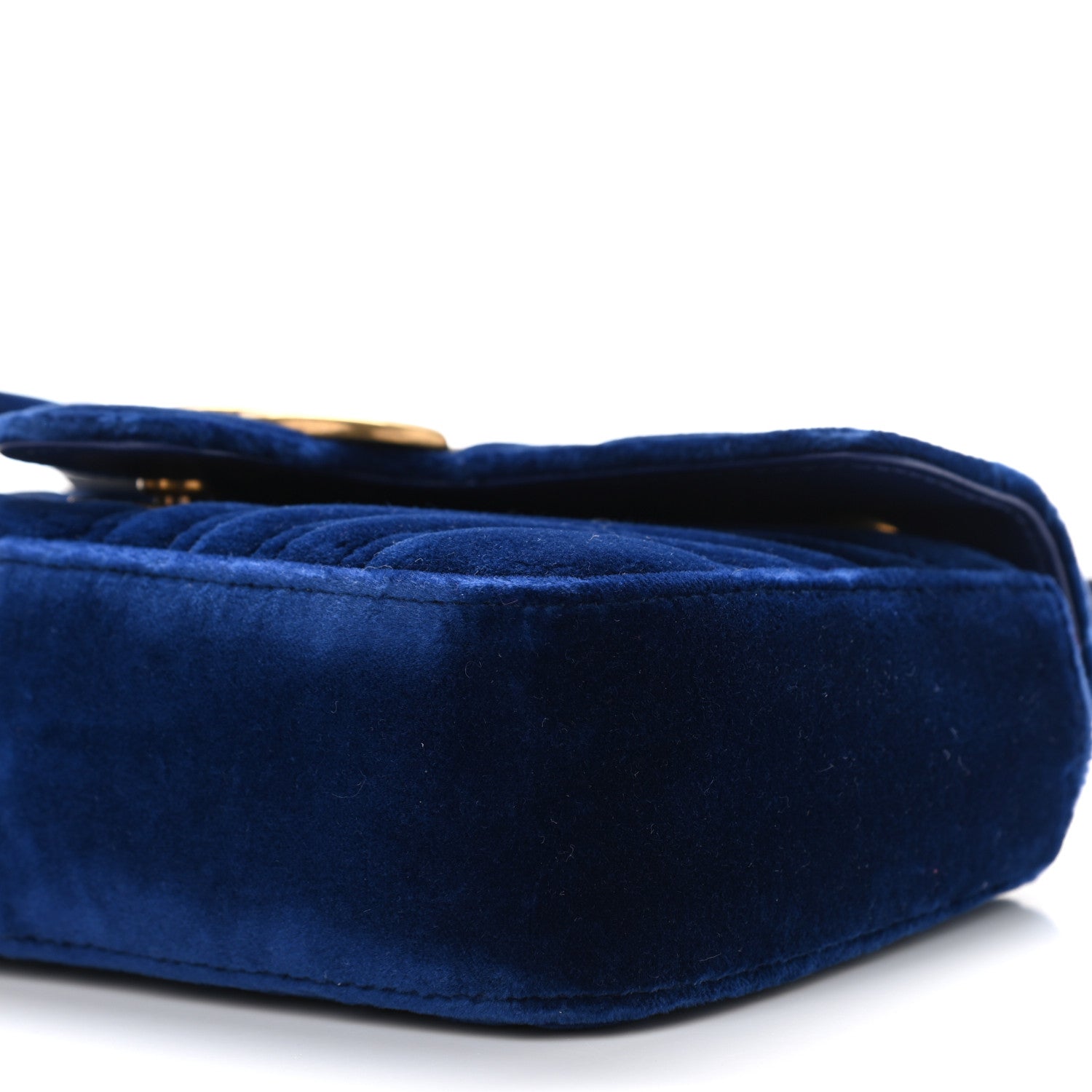 Gucci Velvet Matelasse Mini GG Marmont Shoulder Bag Cobalt Blue 9 of 9