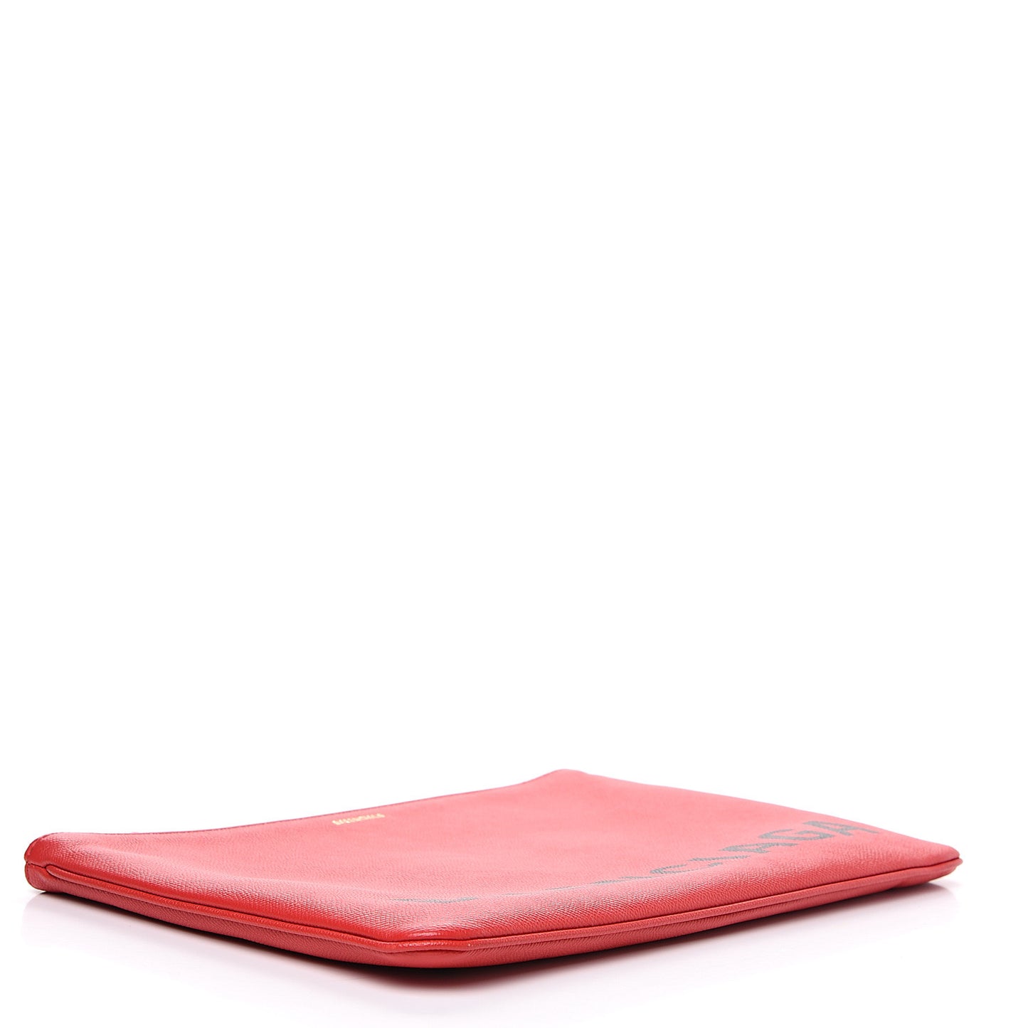 Calfskin Logo Large Zip Pouch Rouge Coquelicot
