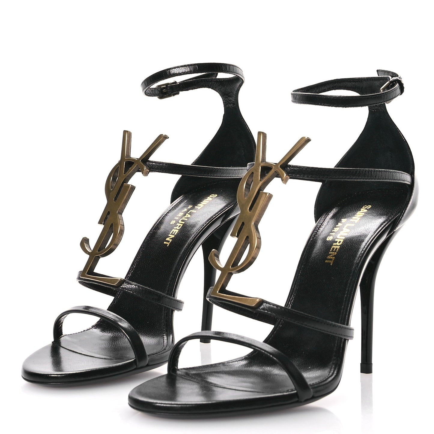Calfskin Cassandra 100 Ankle Strap Sandals 37 Black