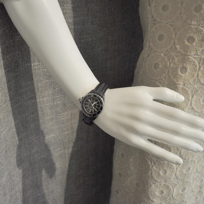 Chanel Stainless Steel Ceramic Calfskin 33mm J12 Quartz Watch Black 2 of 8