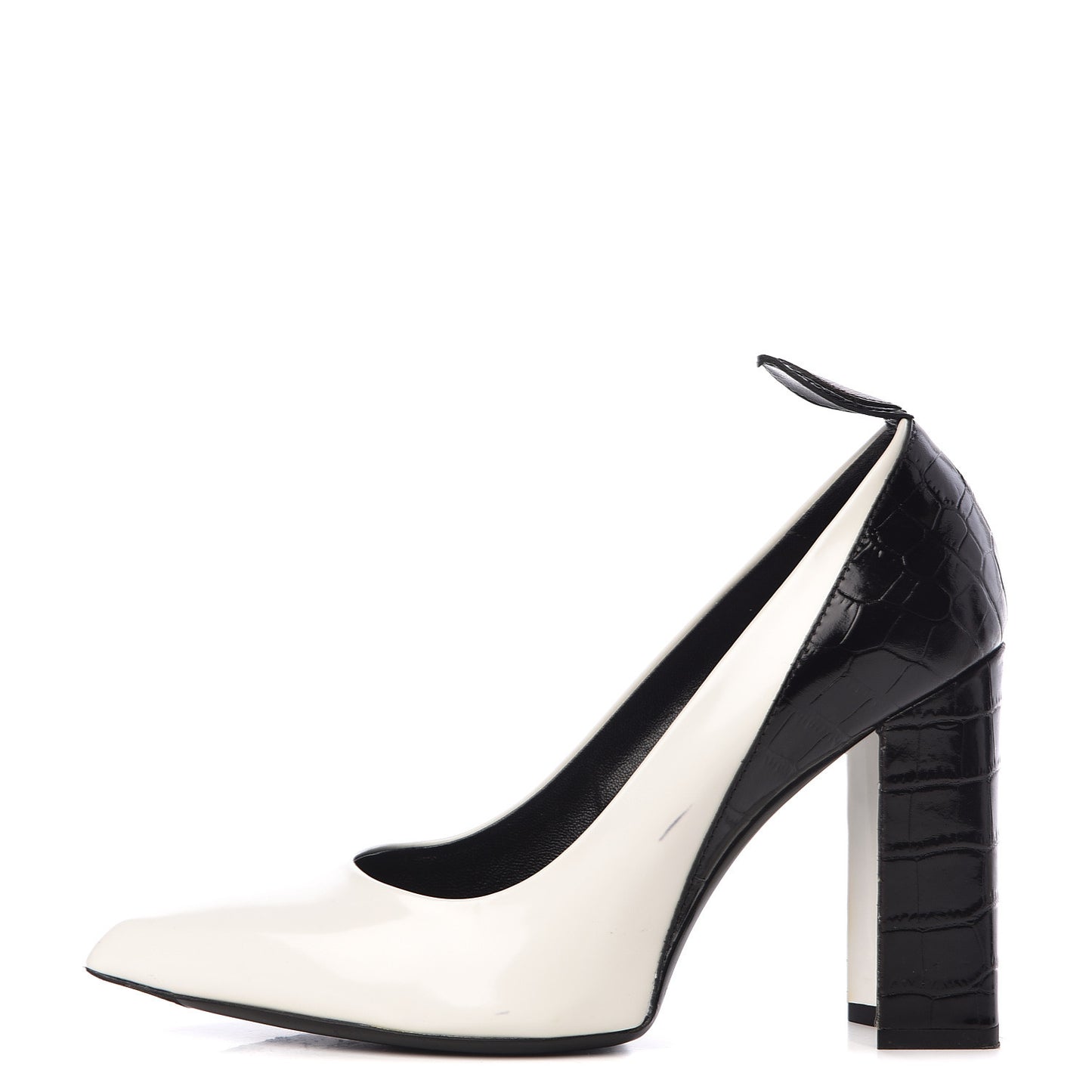 Calfskin Crocodile Embossed Matchmake Pumps 40 Black White