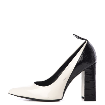 Louis Vuitton Calfskin Crocodile Embossed Matchmake Pumps 40 Black White 1 of 13