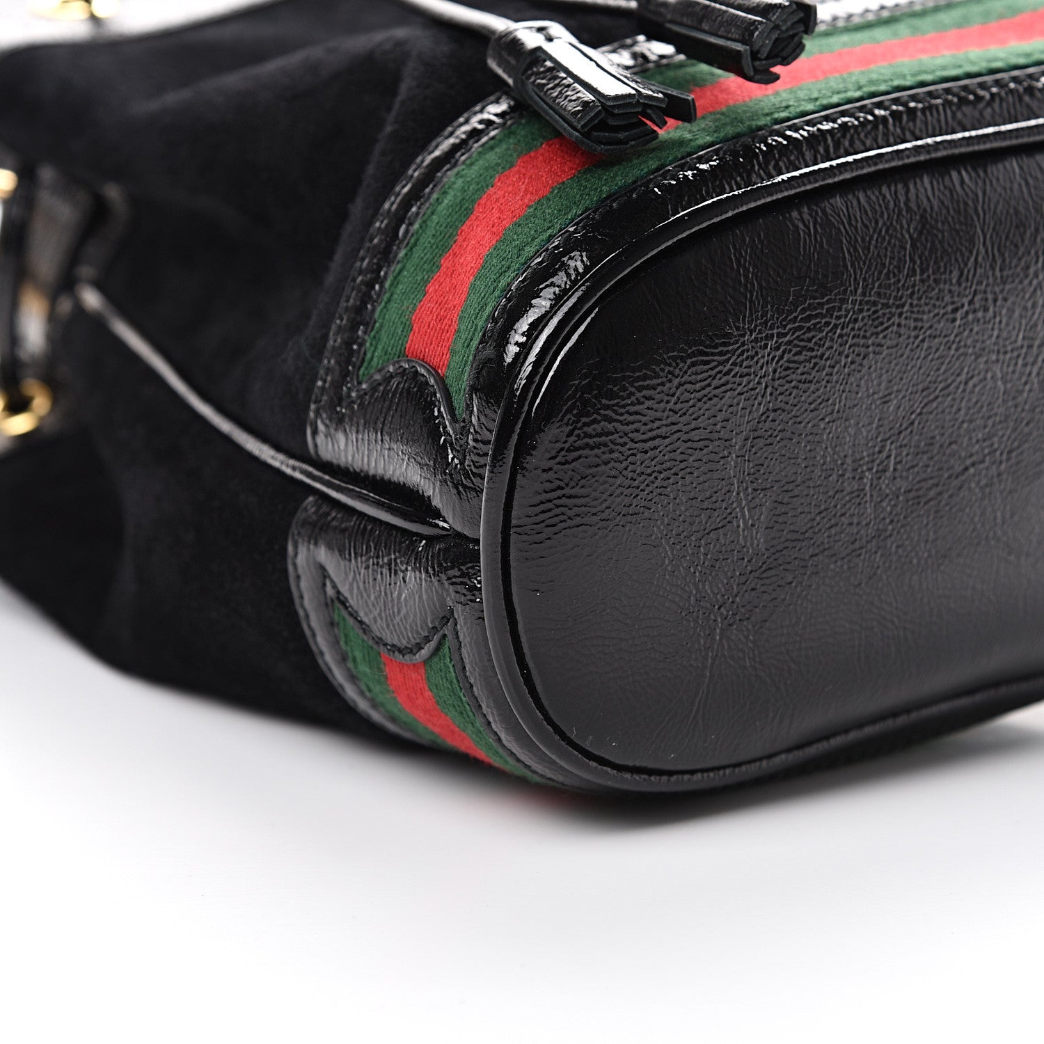 Gucci Suede Patent Web Small Ophidia Bucket Bag Black 8 of 9