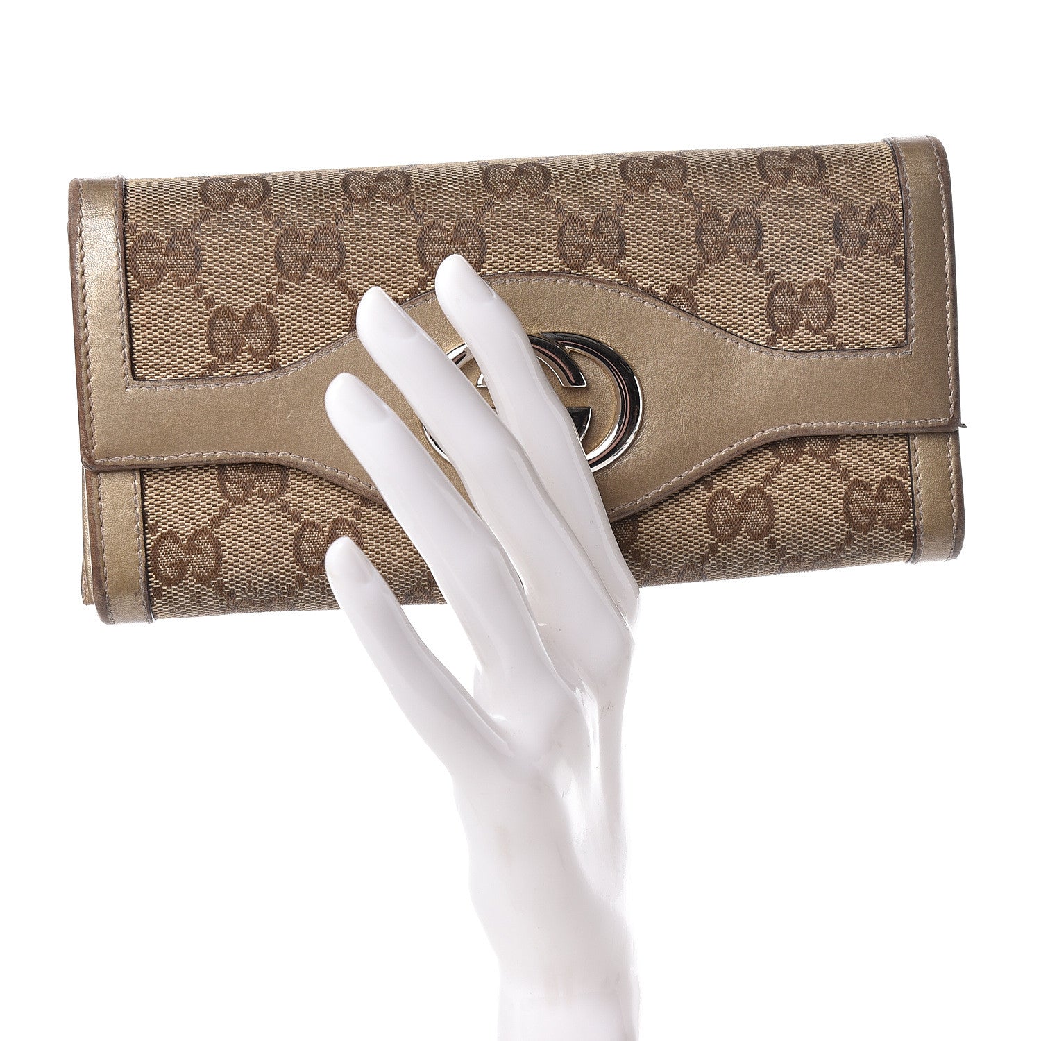 Gucci Monogram Margaux Calfskin Sukey Continental Wallet Beige Ebony Golden Beige 2 of 15