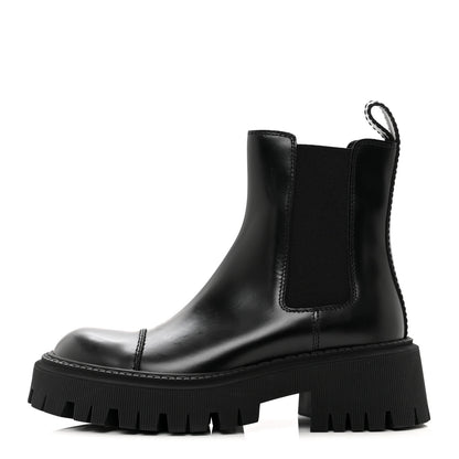 Balenciaga Jive Smooth Calfskin Logo Embossed Womens Tractor 20mm Chelsea Boots 36 Black 1 of 8