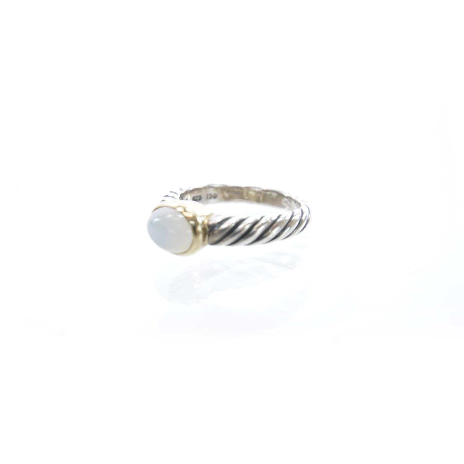 David Yurman Sterling Silver and 18k Gold Moon Quartz Cable Ring 5.5 1 of 5