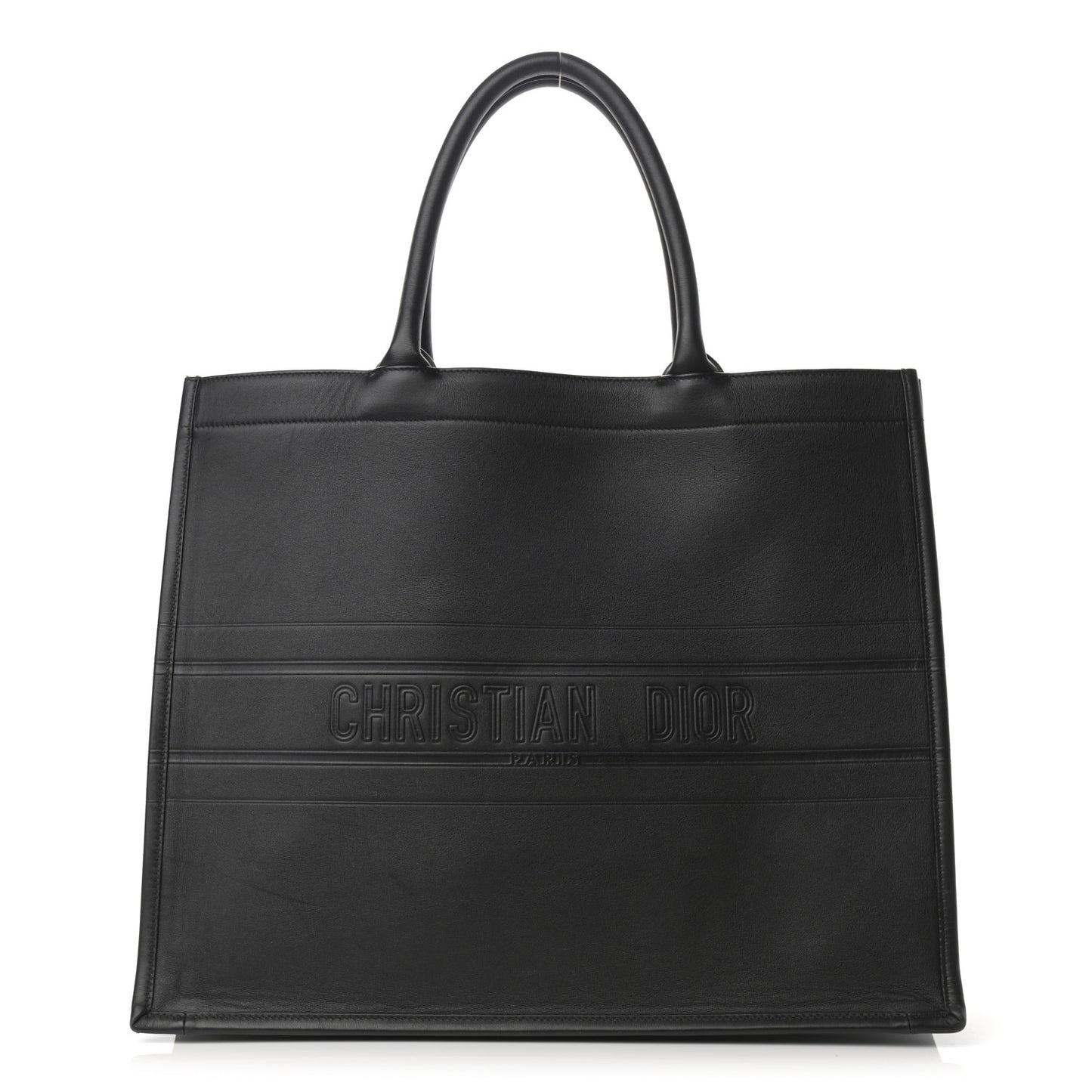Calfskin Embossed Book Tote Black
