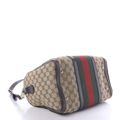 Gucci Monogram Vintage Web Medium Boston Dark Brown 4 of 15