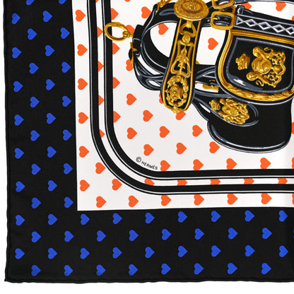 Hermes Silk Brides De Gala Love Pocket Square Black White Orange 4 of 5