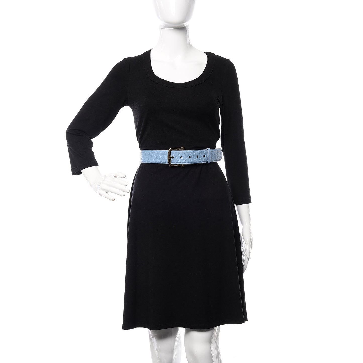 Soft Microguccissima Margaux Calfskin Belt 105 42 Mineral Blue