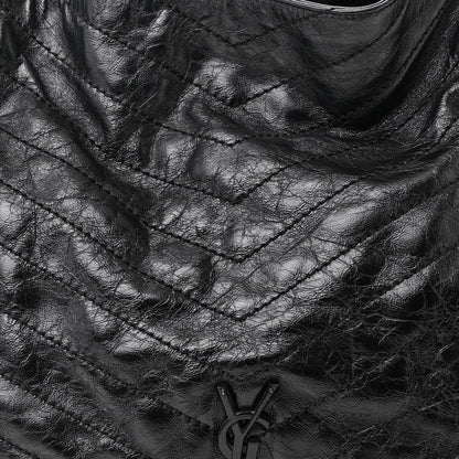 Saint Laurent Crinkled Calfskin Matelasse Monogram Large Niki Shopper Tote Black 8 of 17