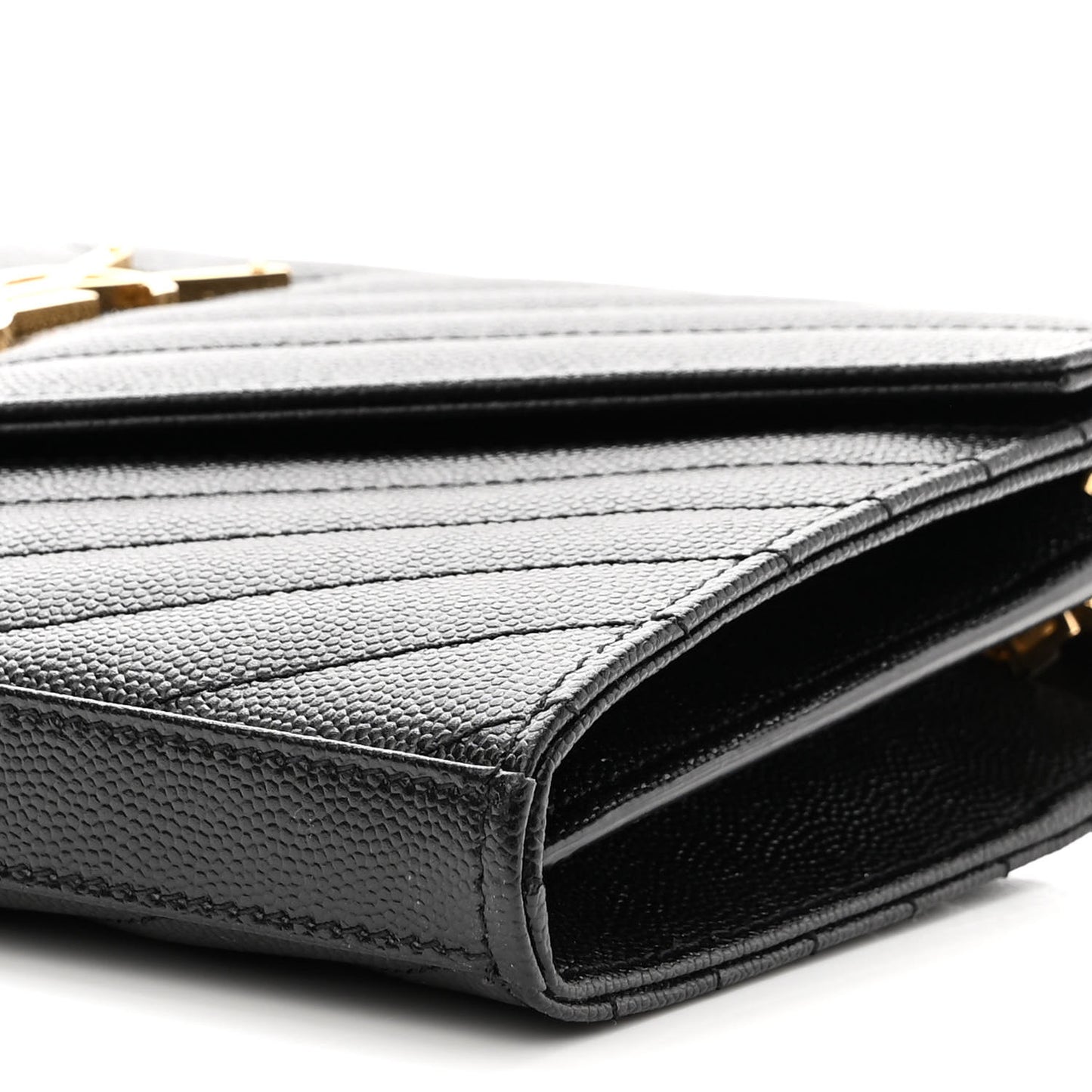 Grain De Poudre Matelasse Chevron Monogram Chain Wallet Black