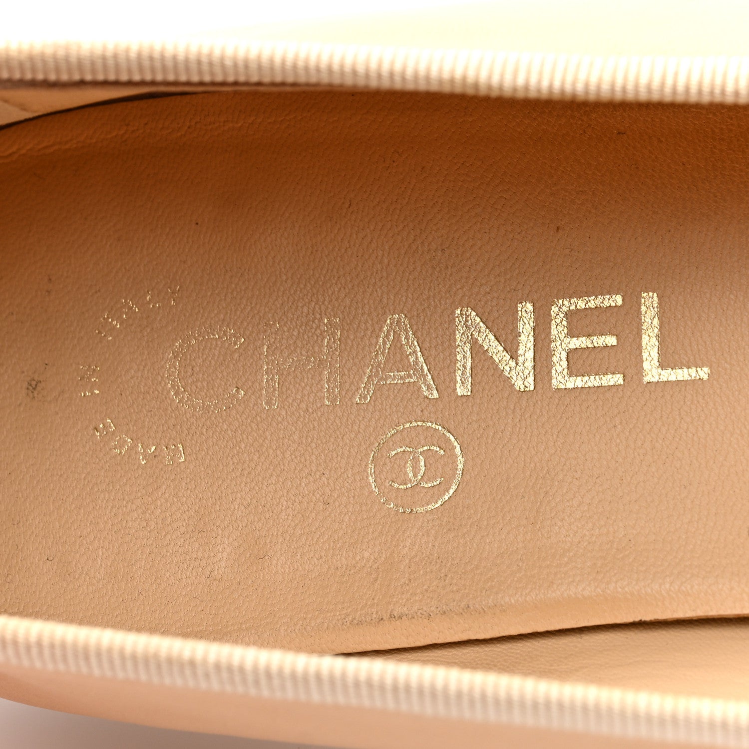 Chanel Lambskin Cap Toe CC Ballerina Flats 40 Beige Black 8 of 9
