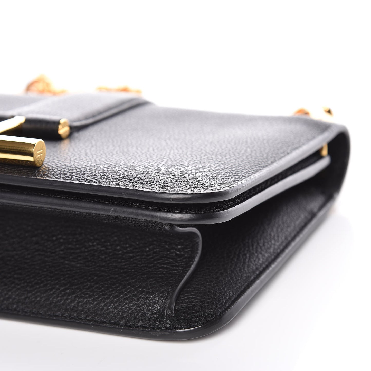 Grained Calfskin Tara Chain Shoulder Bag Black