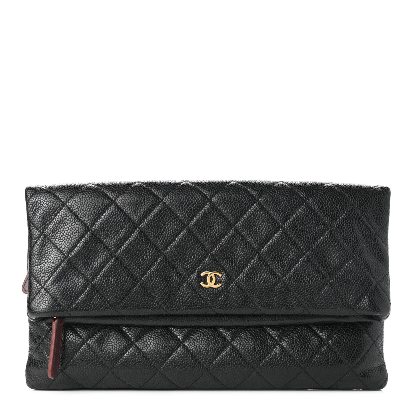 Caviar Quilted CC Beauty Clutch Black