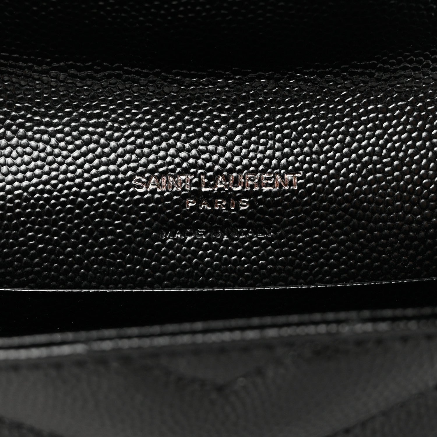 Saint Laurent Grain De Poudre Matelasse Chevron Small Monochrome Monogram Envelope Wallet Black 7 of 8