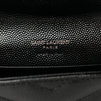 Saint Laurent Grain De Poudre Matelasse Chevron Small Monochrome Monogram Envelope Wallet Black 7 of 8