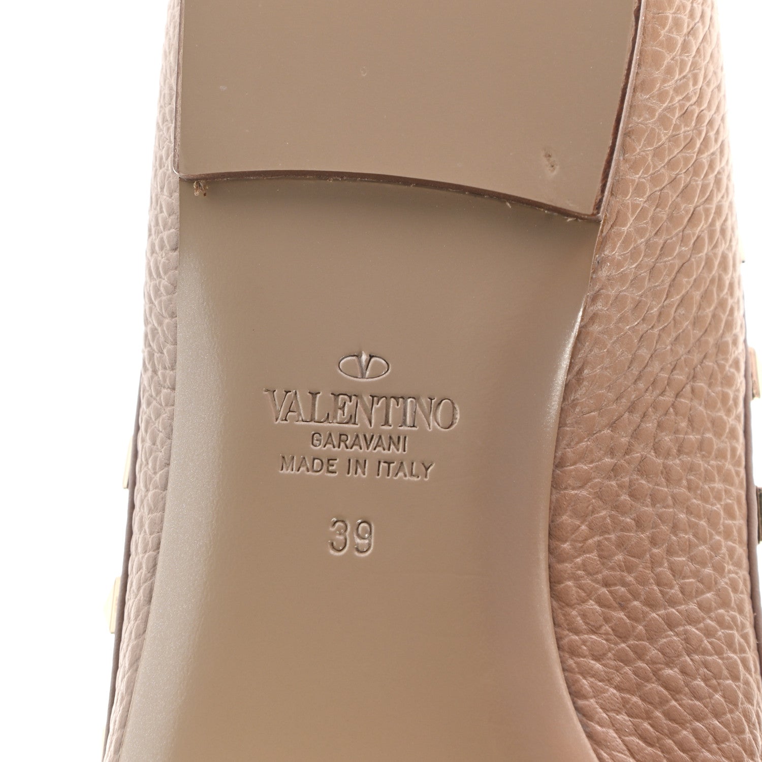 Valentino Garavani Pebbled Calfskin Rockstud Ballerina Flats 39 Poudre 7 of 8