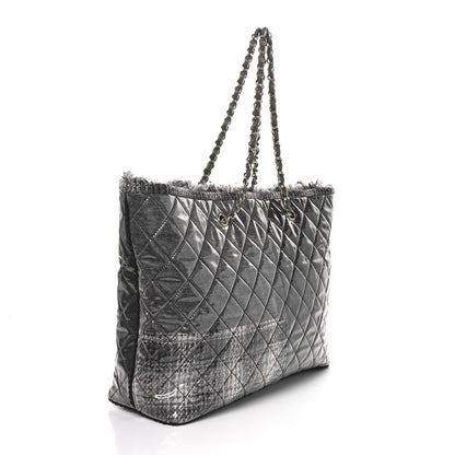 Chanel Vinyl Funny Tweed Patchwork Tote Grey 2 of 10