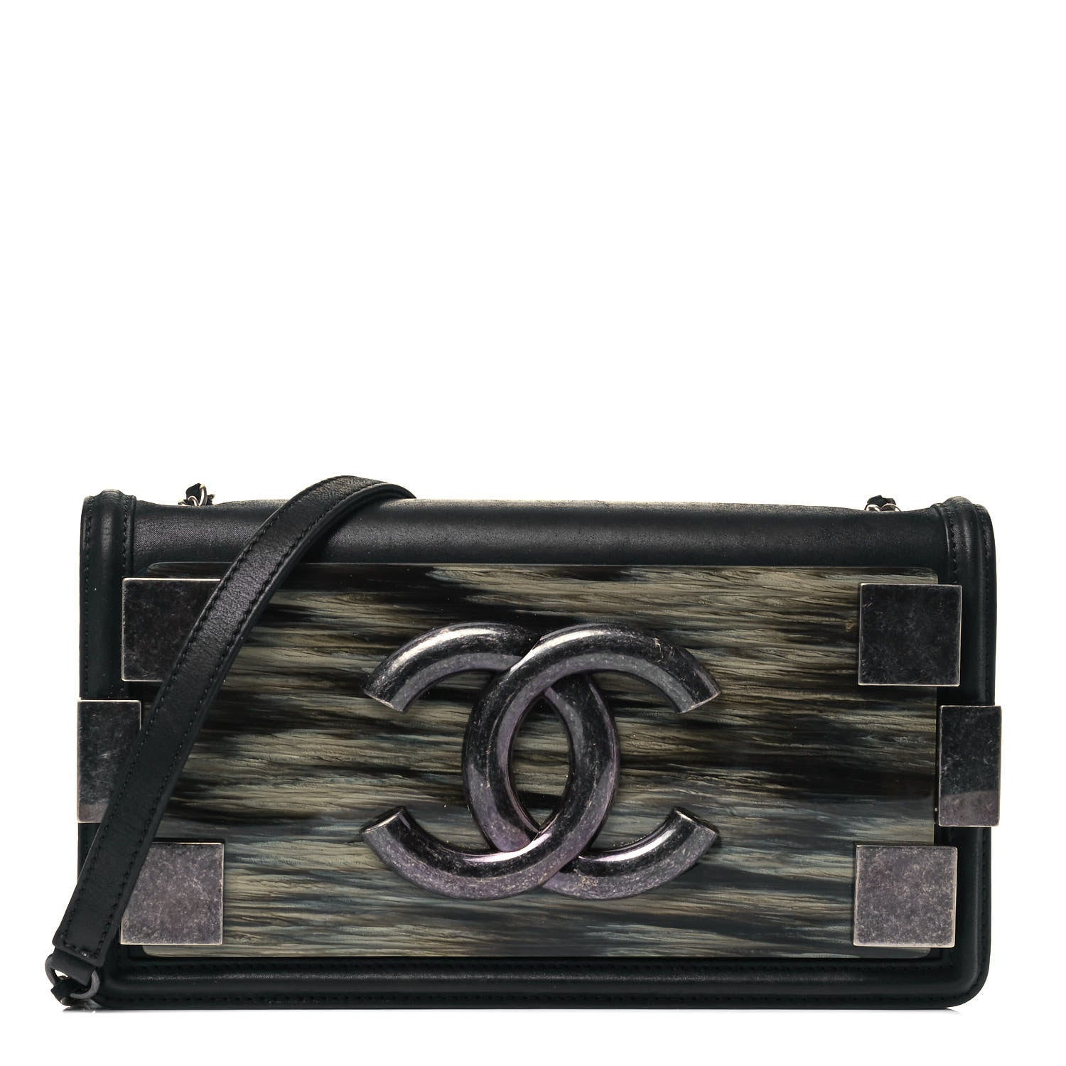 Chanel Iridescent Calfskin Marble Plexiglass Horizontal Boy Brick Flap Dark Khaki 1 of 8