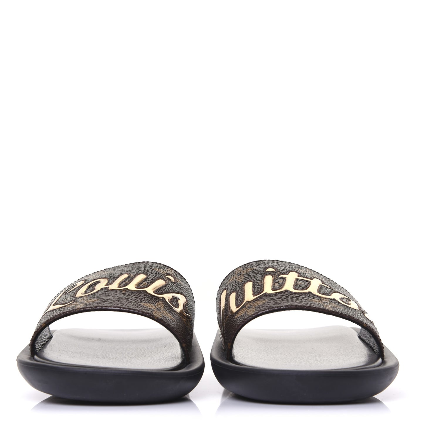Metallic Calfskin Monogram Logo Sunbath Slide Sandals 35