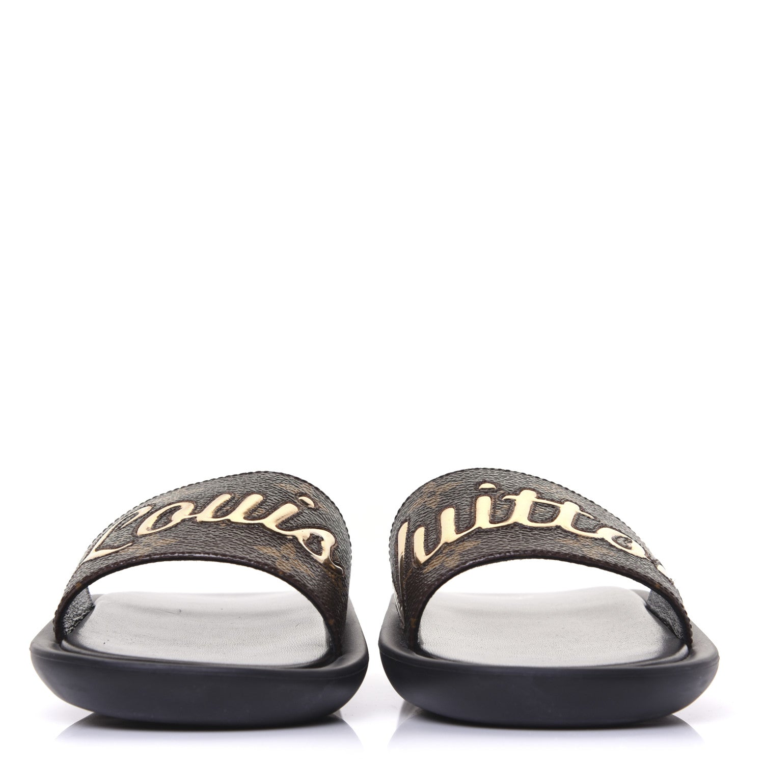 Louis Vuitton Metallic Calfskin Monogram Logo Sunbath Slide Sandals 35 3 of 10
