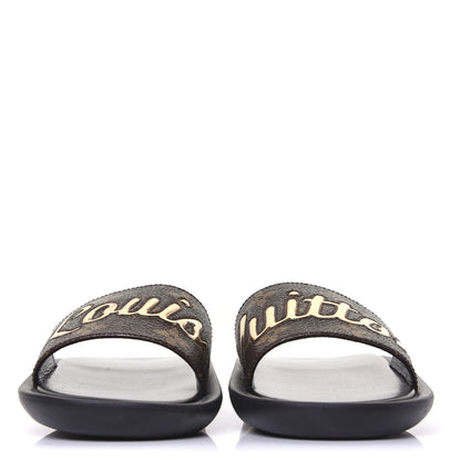 Louis Vuitton Metallic Calfskin Monogram Logo Sunbath Slide Sandals 35 3 of 10