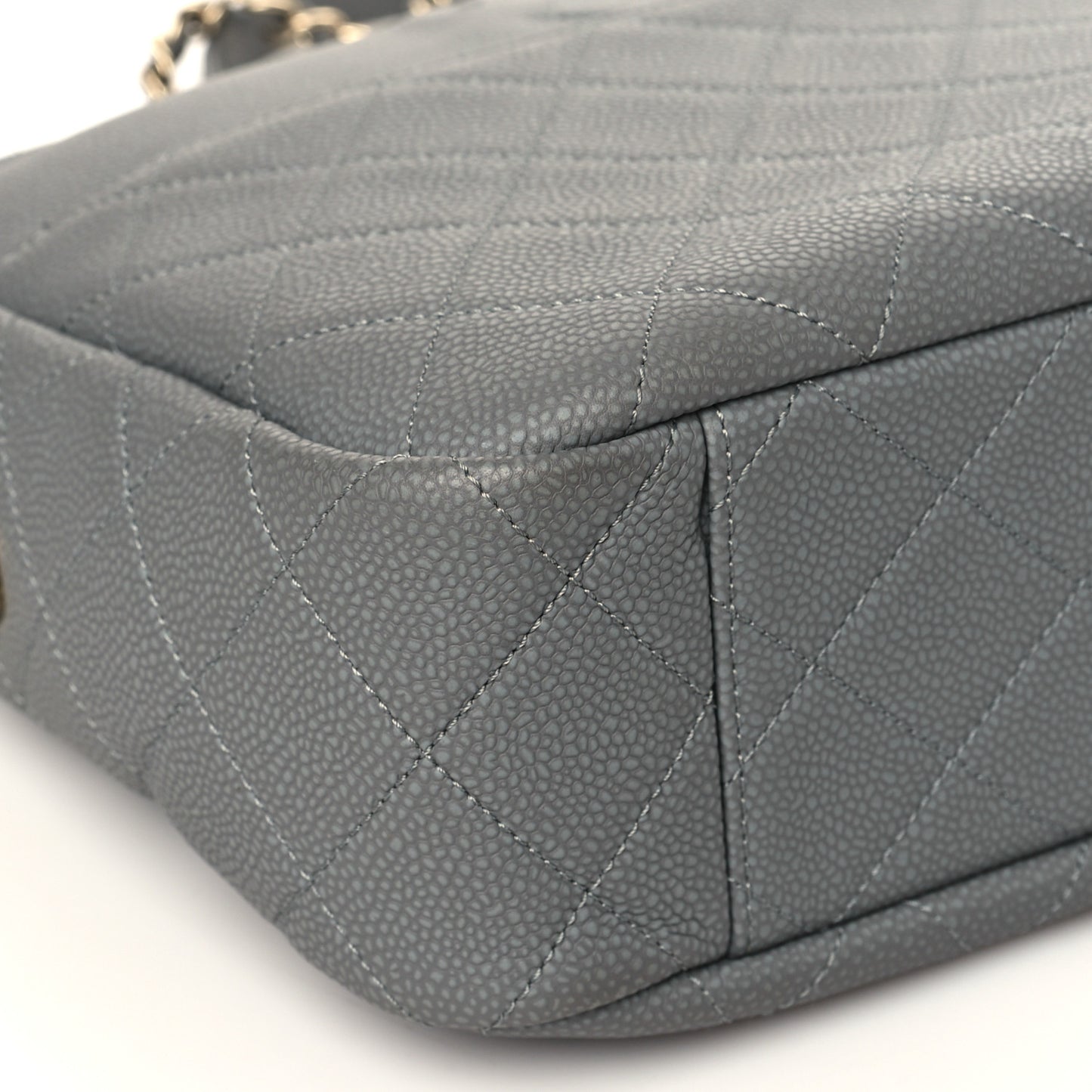 Caviar Quilted Large Coco Tassel Camera Case Grey