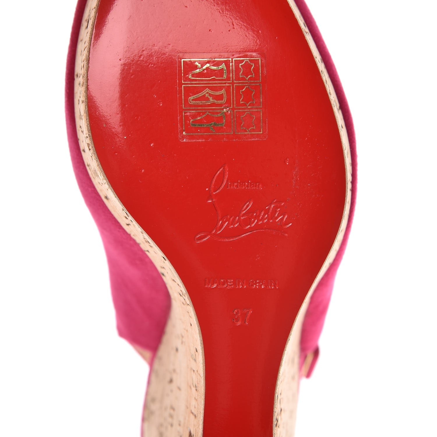 Christian Louboutin Suede Cork Une Plume Sling 140 Wedges 37 Cyclamen 11 of 12