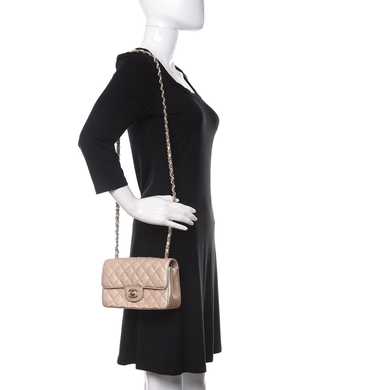 Chanel Metallic Lambskin Quilted Mini Rectangular Flap Gold 2 of 10