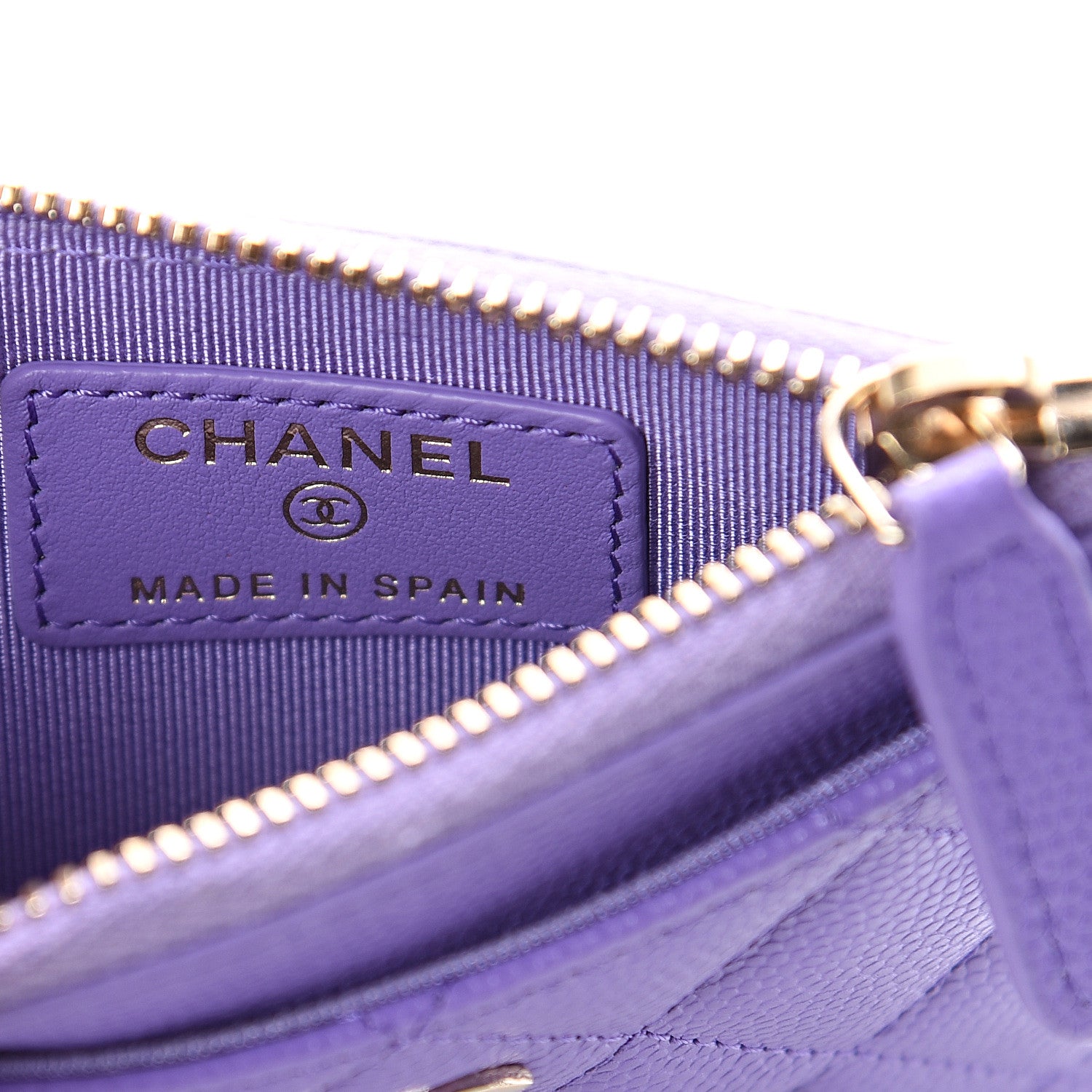 Chanel Caviar Quilted CC Zip Card Holder Purple 5 of 6