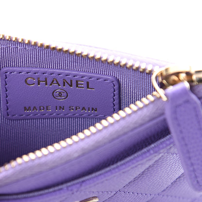 Chanel Caviar Quilted CC Zip Card Holder Purple 5 of 6
