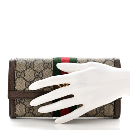 Gucci GG Supreme Monogram Web Ophidia Continental Wallet Brown 2 of 8