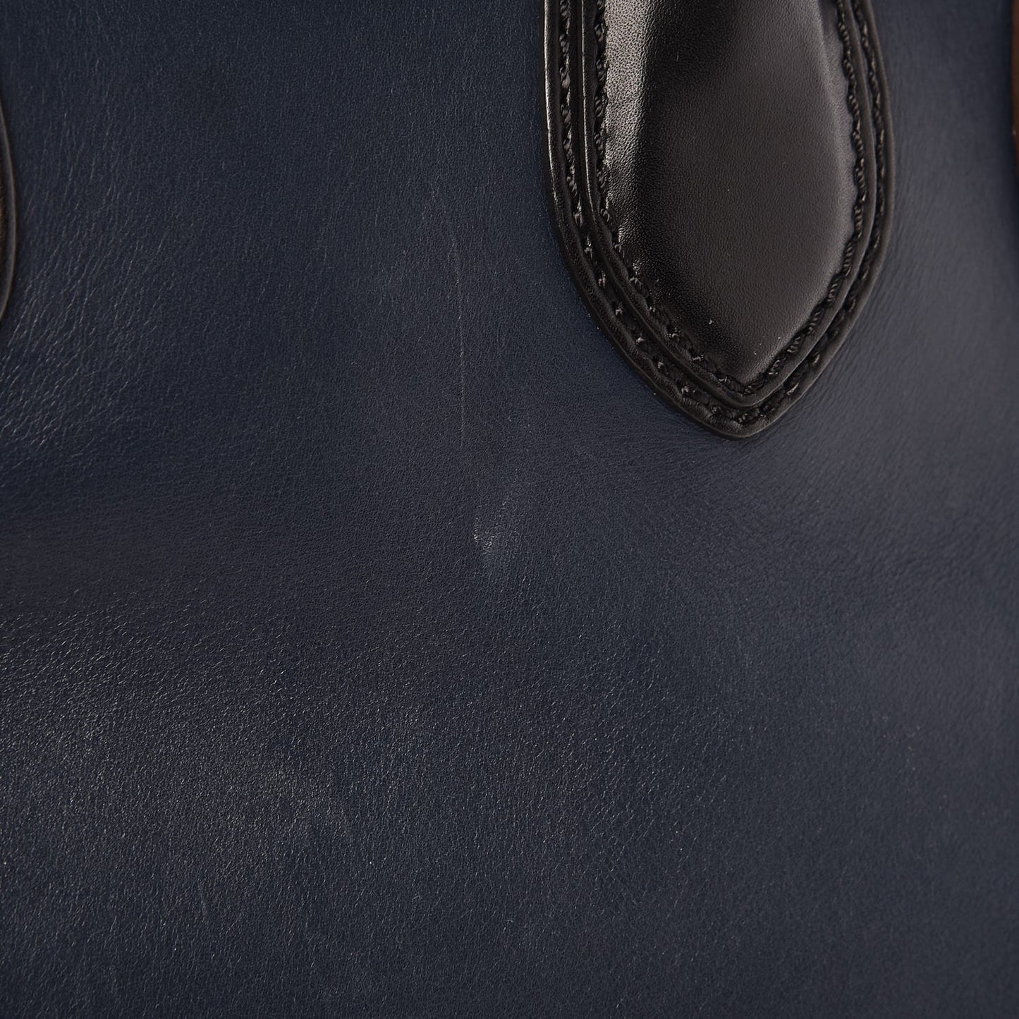 Smooth Calfskin Mini Tri-Color Luggage Navy Blue