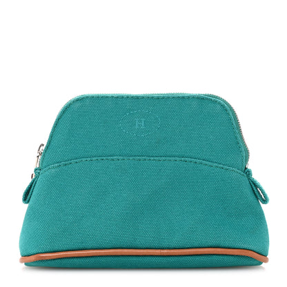 Hermes Cotton Canvas Mini Bolide Travel Cosmetic Pouch Vert Verone 1 of 11