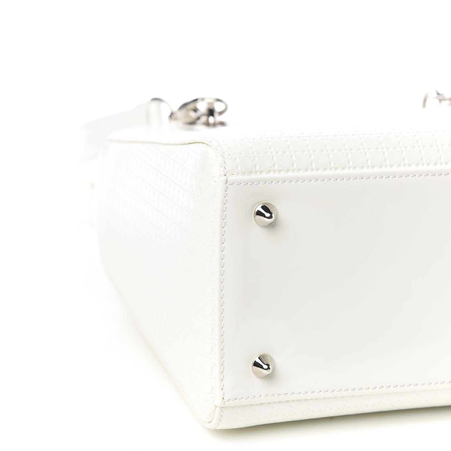 Patent Micro-Cannage Medium Lady Dior White